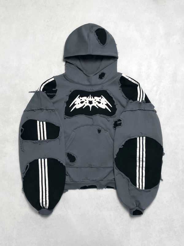Ripped Stripes Hoodie - White Cobra